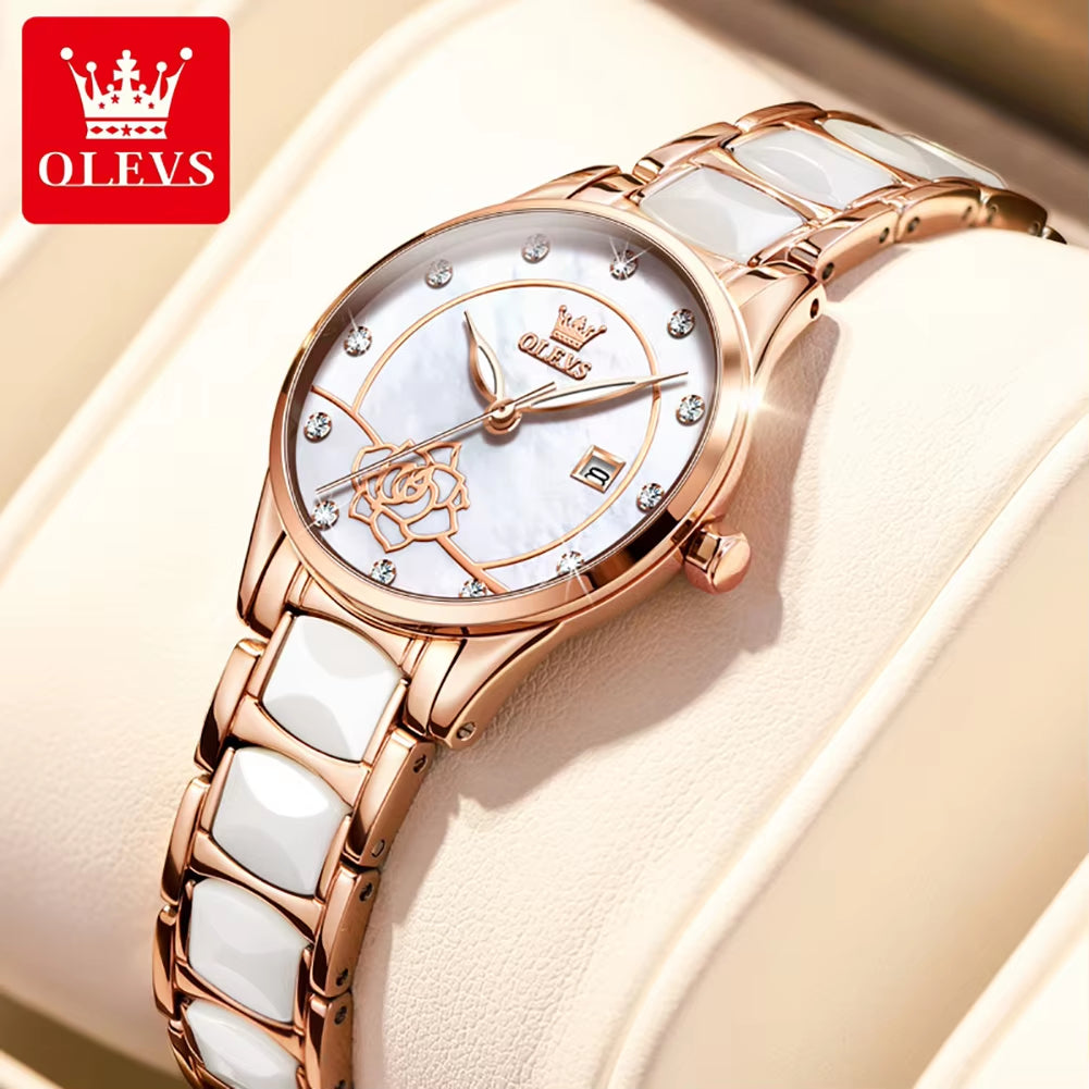 Luxury Quartz Watch Women Japan Movement 28MM Dial Elegant Ceramics Wateproof Women Wristwatches Gift for Valentine'S Day