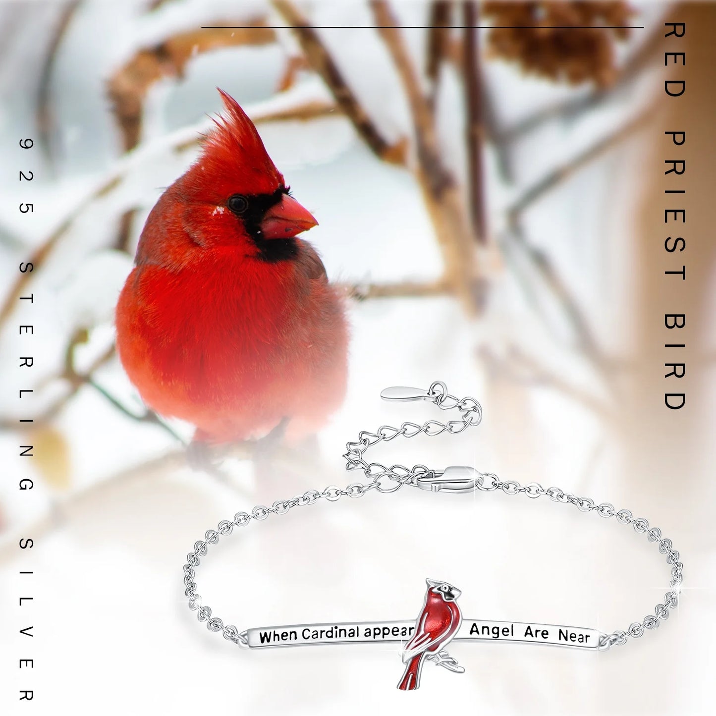 When Cardinal Appear Angel Are near Urn for Ashes Bracelet 925 Sterling Silver Red Cardinal Bracelets Memorial Keepsake Jewelry Gift for Women Dog Cat Pet Grandma Grandpa