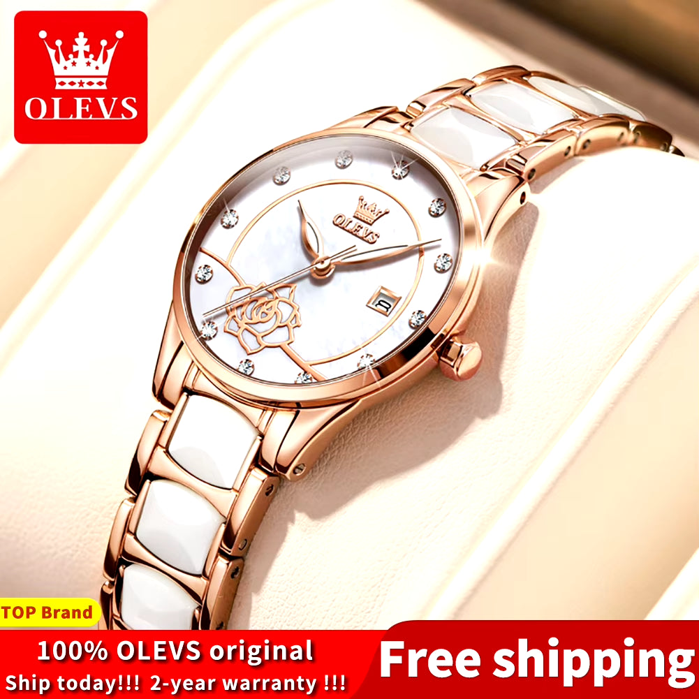 Luxury Quartz Watch Women Japan Movement 28MM Dial Elegant Ceramics Wateproof Women Wristwatches Gift for Valentine'S Day