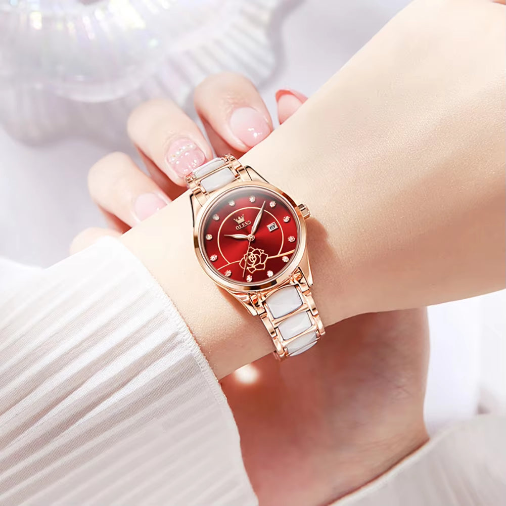 Luxury Quartz Watch Women Japan Movement 28MM Dial Elegant Ceramics Wateproof Women Wristwatches Gift for Valentine'S Day