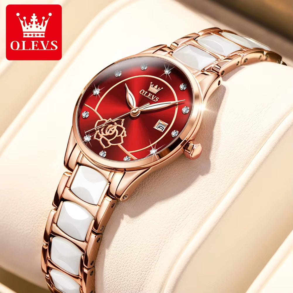 Luxury Quartz Watch Women Japan Movement 28MM Dial Elegant Ceramics Wateproof Women Wristwatches Gift for Valentine'S Day