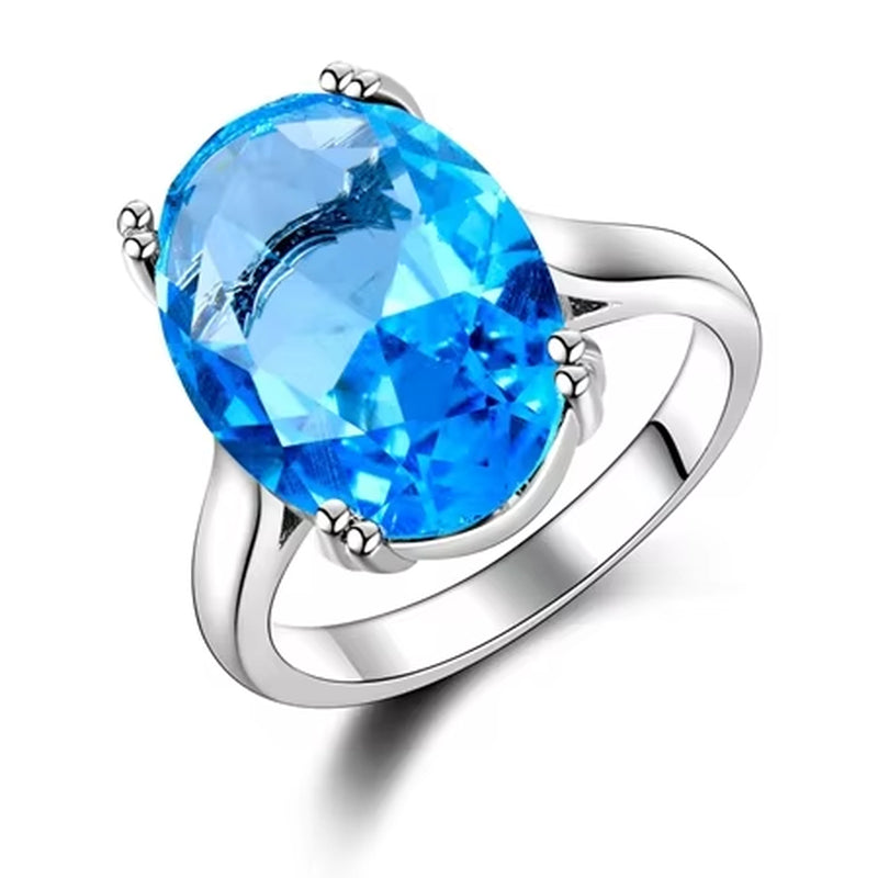 Fashion Women'S Jewelry S925 Silver Ring Mystic Fire Rainbow Topaz Rings Promotion Elegant Wedding Jewelry Anillos Party Gift