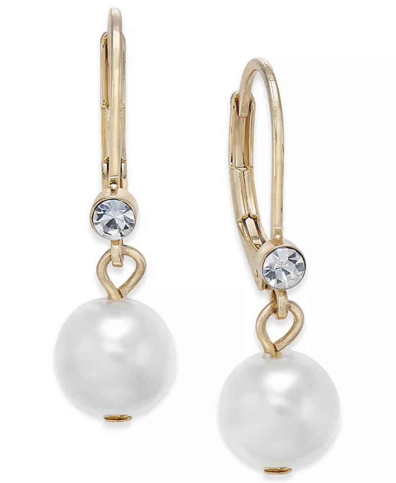 Pavé & Imitation Pearl Drop Earrings, Created for Macy'S