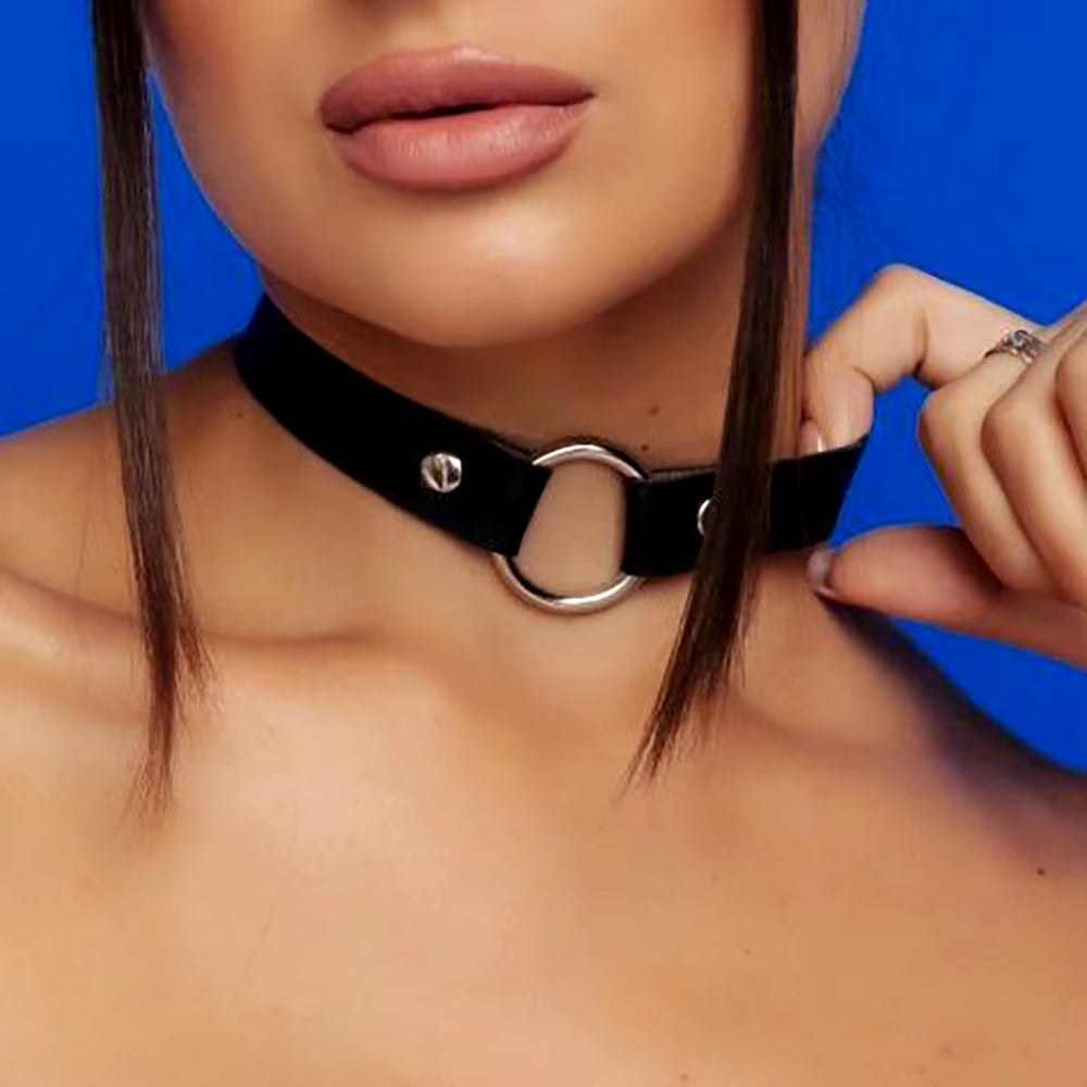 Women Punk Leather Sexy Collar Necklaces round Trendy Neck Heart Harajuku Choker Gothic Bondage Women Neck Accessories